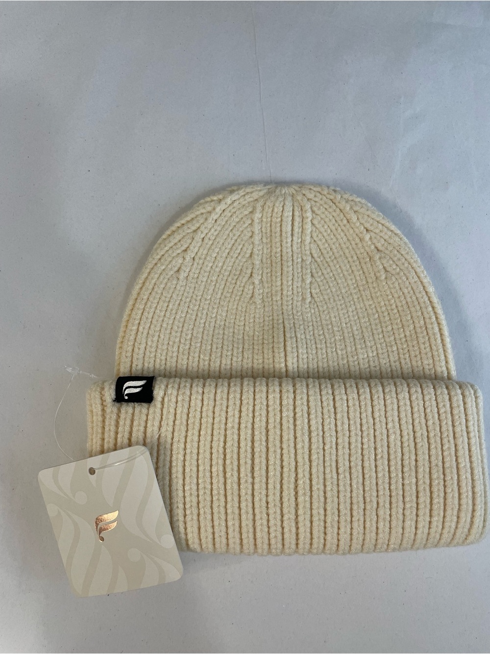 Fabletics Cream Ribbed The Beanie Hat
